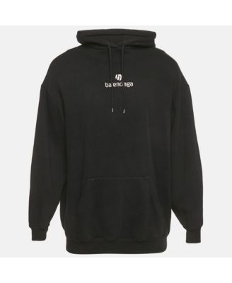 Men's Black Sponsor Logo Embroidered Cotton Hoodie