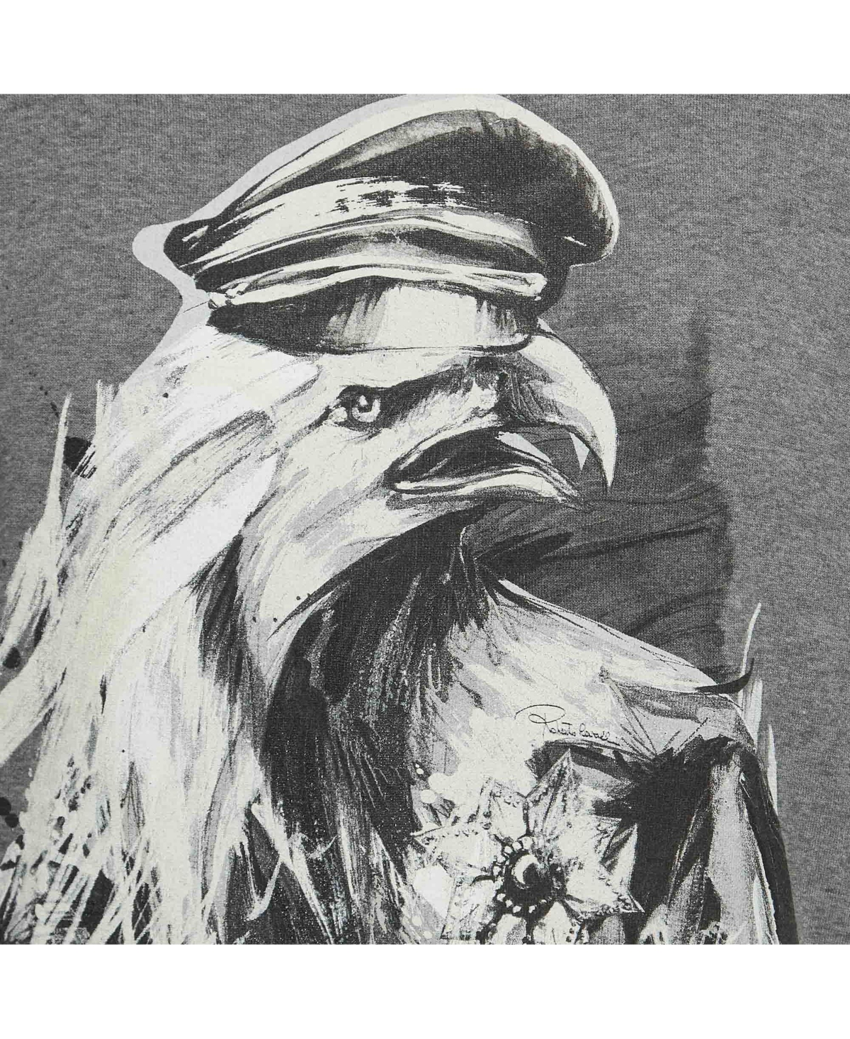 Pre-Owned Roberto Cavalli Men's Grey Eagle Print Cotton Knit Sweatshirt