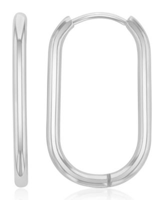 Waterproof Platinum 25mm Oval Hoop Earrings