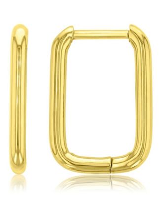 Waterproof Yellow 18mm Tube Rectangle Huggie Earrings