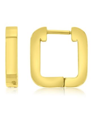 Waterproof Yellow 14mm Rounded Square Huggie Earrings