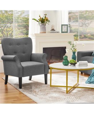 Upholstered Mid-century Modern Accent Chair, Yellow