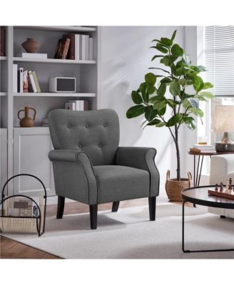 Upholstered Mid-century Modern Accent Chair, Yellow