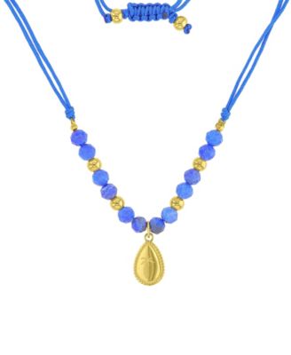 Waterproof Yellow Palm Tree Labradorite Adjustable Necklace