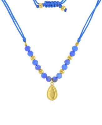 Waterproof Yellow Pineapple Pattern Labradorite Adjustable Necklace