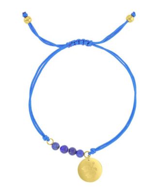 Waterproof Yellow Hibiscus Disc Labradorite Adjustable Bracelet