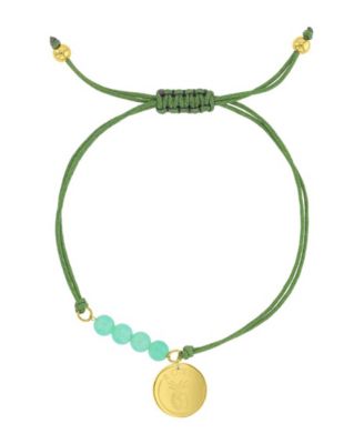 Waterproof Yellow Heart Pineapple RD Charm Green Aventurine Adjustable Bracelet