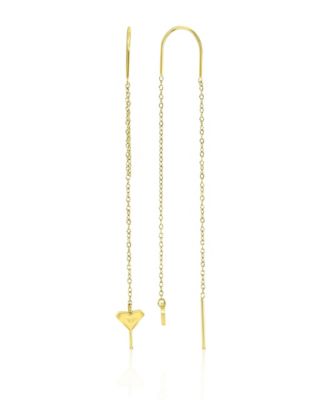 Waterproof Platinum 65mm Double Hearts Threader Earrings