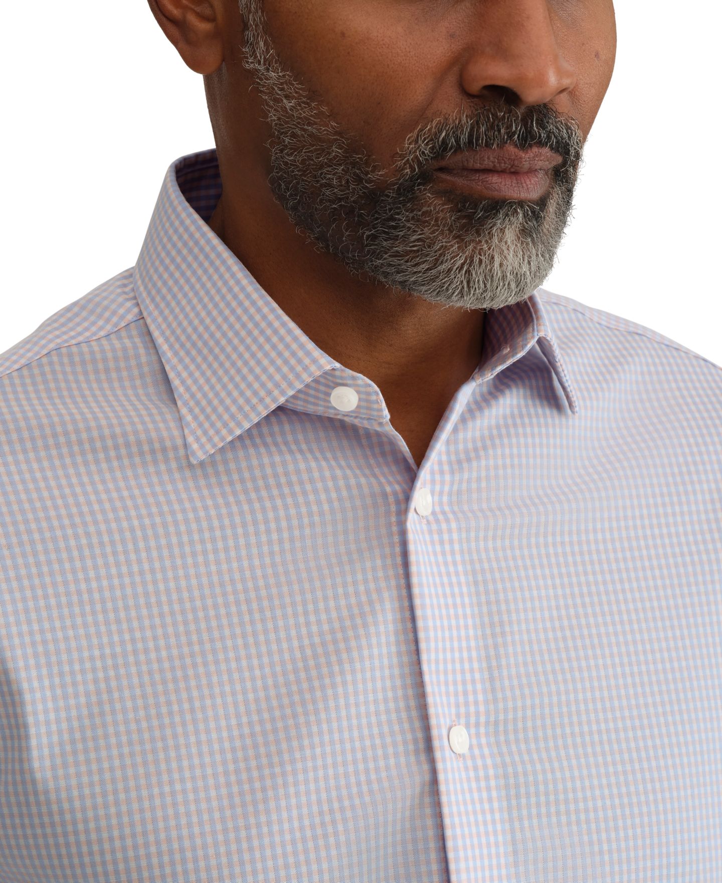 Мужская рубашка Michael Kors Ultra Wrinkle Free Stretch, Regular Fit Dress Shirt, цвет: Синий / Розовый — фото 3