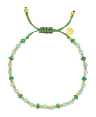 Waterproof Yellow Malachite Green Aventurine Adjustable Bracelet