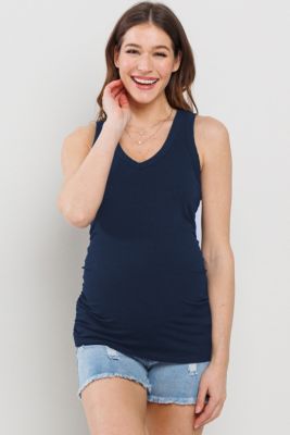 Maternity Side Ruched Ribbed Tank Top