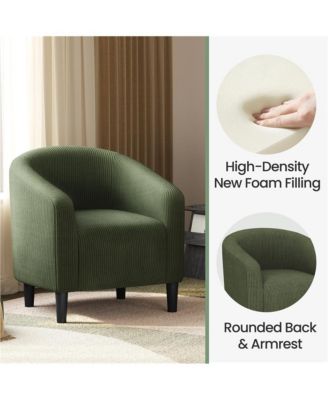 1 piece Corduroy Fabric Upholstered Accent Barrel Chair