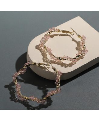 Beaded Twist Hoop Earrings