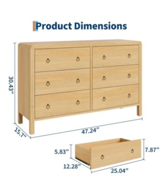 7 Drawer Dresser for Bedroom, Wooden Chest of Dressers for Deep Drawers, Modern Dressers Organizer with Round Handle, TV Stand for Living Room