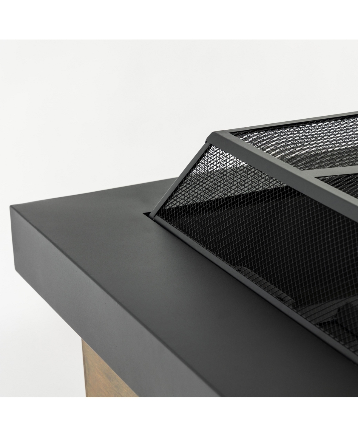 Flynama 36 Inch Iron Wood Burning Fire Pit Table 36 Inch Diameter 24 Inch H Decorative Cross Weave Pattern