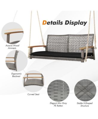 LUCKY ONE 2-Person Patio Wicker Hanging Swing Chair