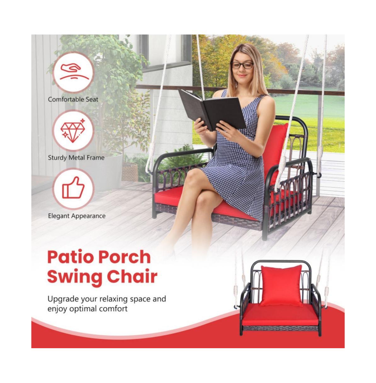 Patio Rattan Porch Swing Hammock Chair with Seat Cushion