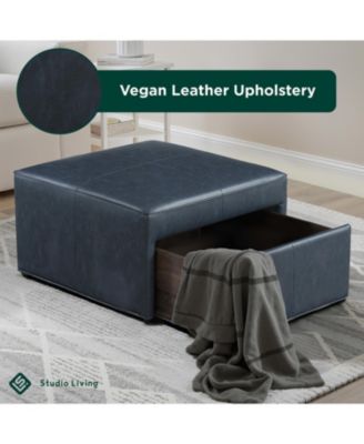 29" Leather Heidi Storage Ottoman