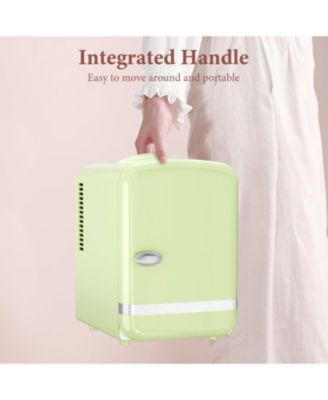 Retro Mini Fridge, Compact Refrigerator with 4L Capacity/6 Cans Cooler & Warmer, Removable Shelf for Skincare, Beverages, Cosmetics