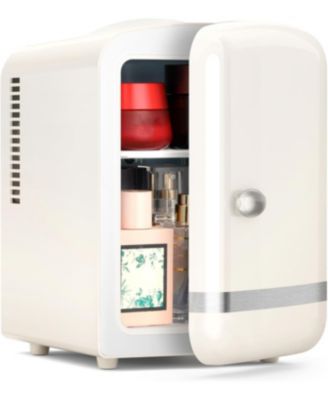 Retro Mini Fridge, Compact Refrigerator with 4L Capacity/6 Cans Cooler & Warmer, Removable Shelf for Skincare, Beverages, Cosmetics