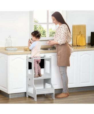 Kids Kitchen Helper Stool with Chalkboard Convertible Table Design