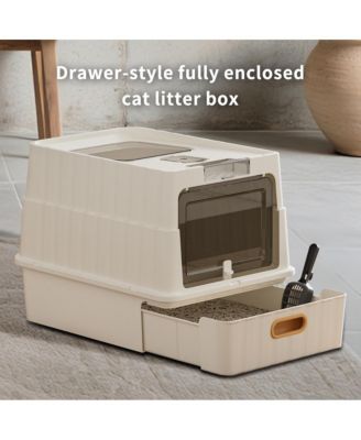 Easy-Clean Cat Litter Box with Pull-Out Drawer