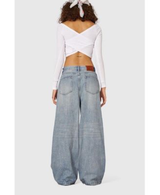 Women's Rhinestone Baggy Jeans