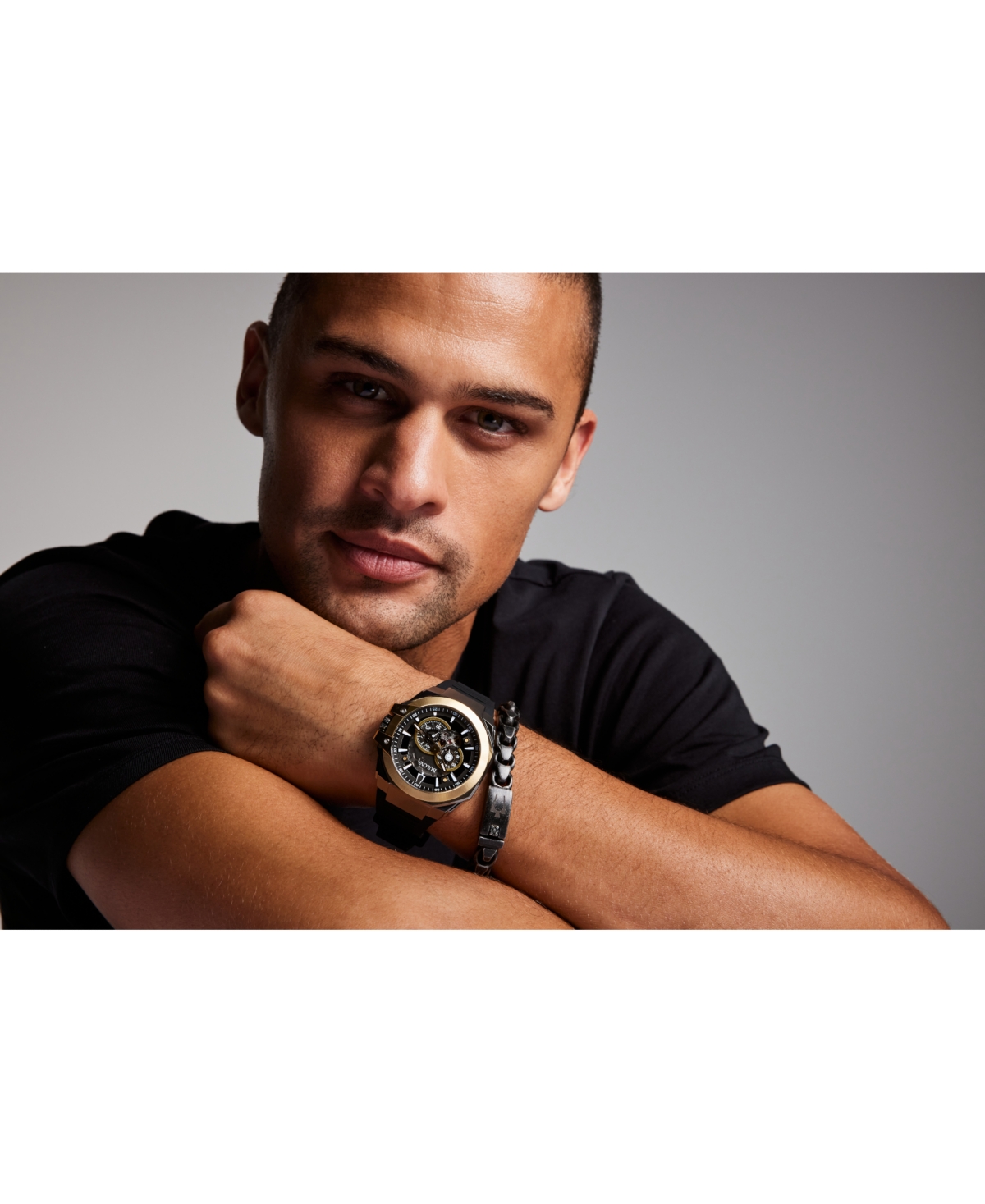 Bulova Men's Marc Anthony Automatic Chronograph Maquina Black Silicone Strap Watch 46mm