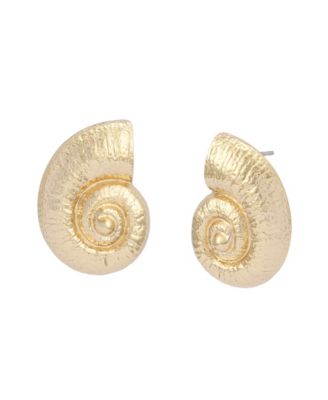 Gold Vintage Conch Stud Earrings