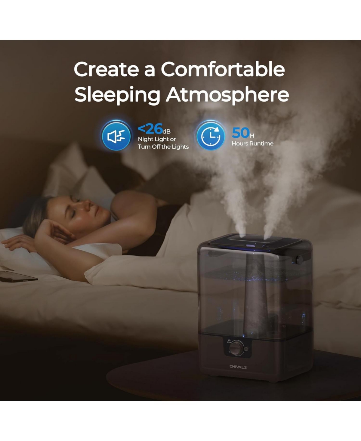 6L Cold Mist Humidifier with Oil Diffuser and Double Mist Outlets - Black