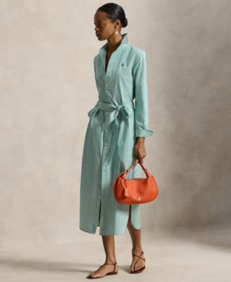 Women's Long-Sleeve Collared Shirt Dress