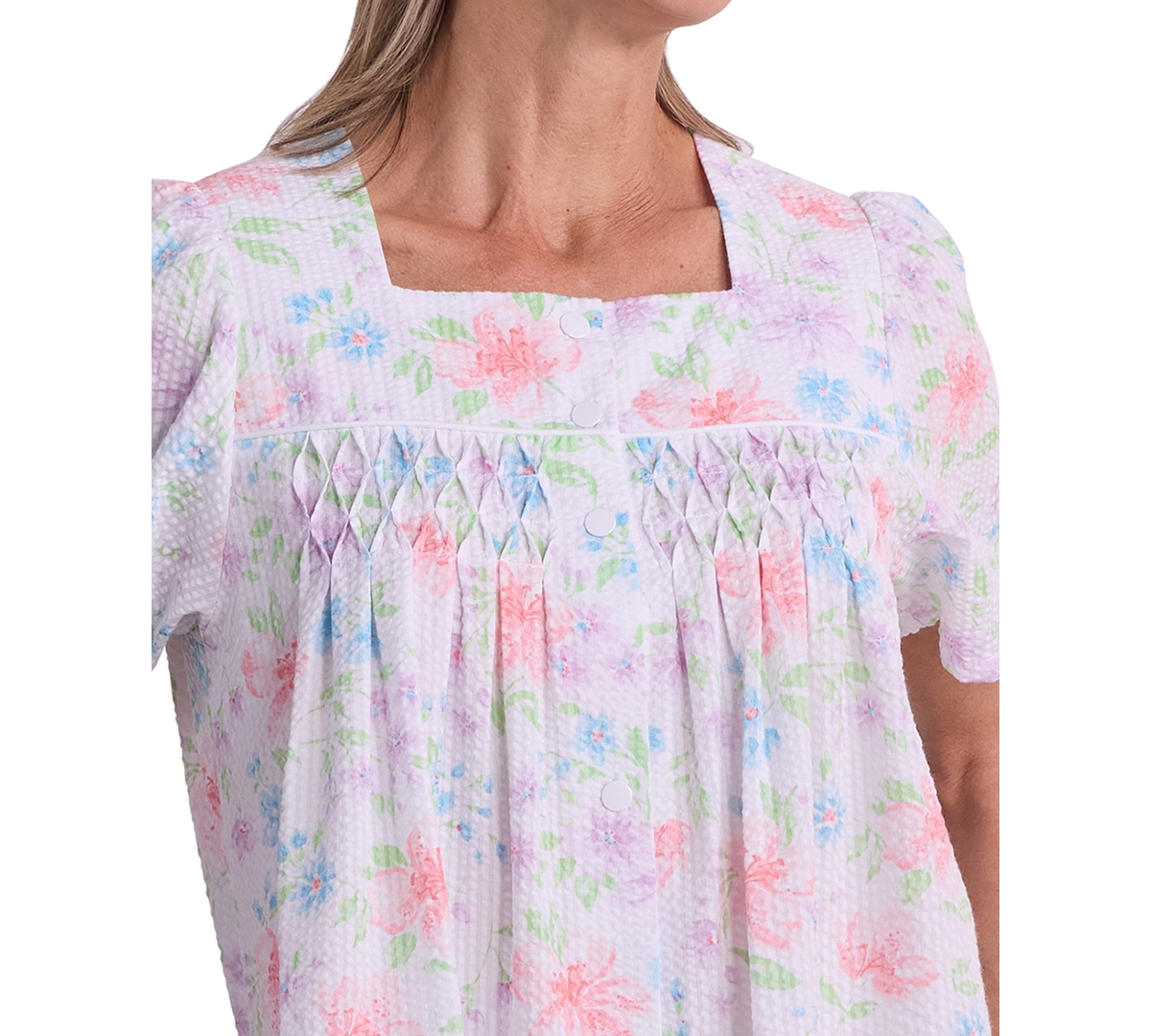 Miss Elaine Women's Multi Lily Floral Printed Short Grip Robe