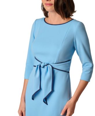 Women's Tipped Tie-Front 3/4-Sleeve Dress