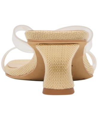 Women's Brevel Vinyl Jelly Thong Low Block Heel Dress Sandals