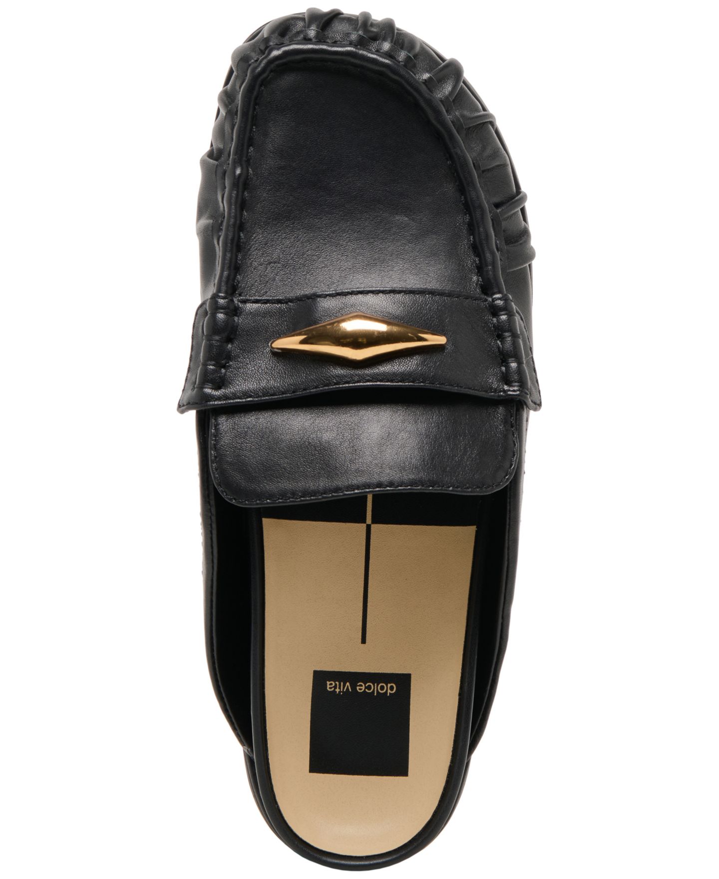Женские сабо Dolce Vita Jordero Buckle Tailored Flat Mules, цвет: Чёрный кожаный — фото 4