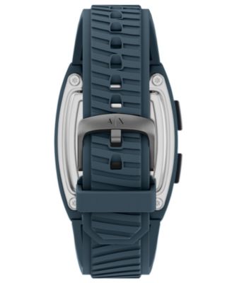 Armani Exchange Men's LCD Blue Silicone Watch, 42mm