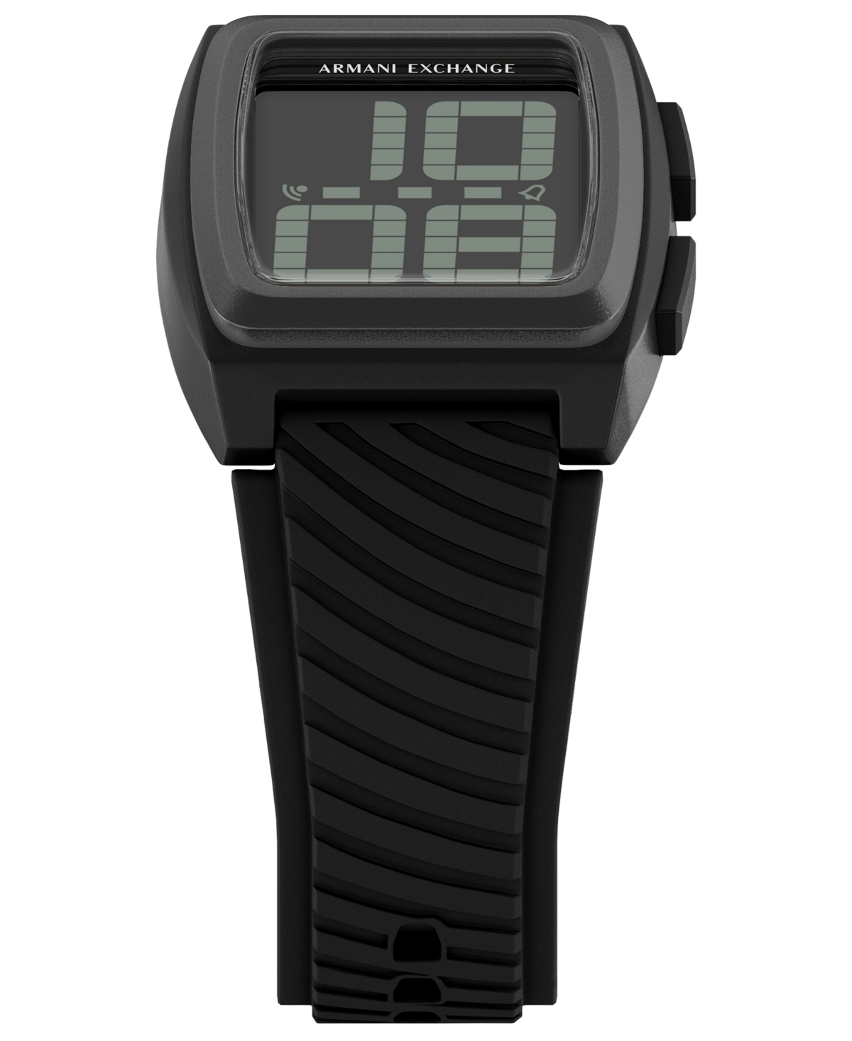 Armani Exchange Men's Lcd Black Silicone Watch, 42mm