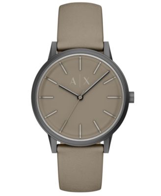 Armani Exchange Men's Quartz Three-Hand Gray Leather Watch, 42mm