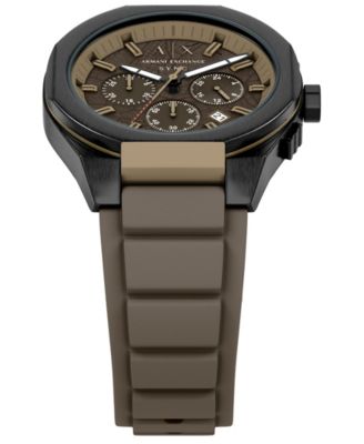 Armani Exchange Men's Sync Quartz Chronograph Brown Silicone Watch, 44mm