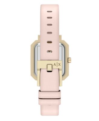 Armani Exchange Women's Quartz Three-Hand Pink Leather Watch, 27mm