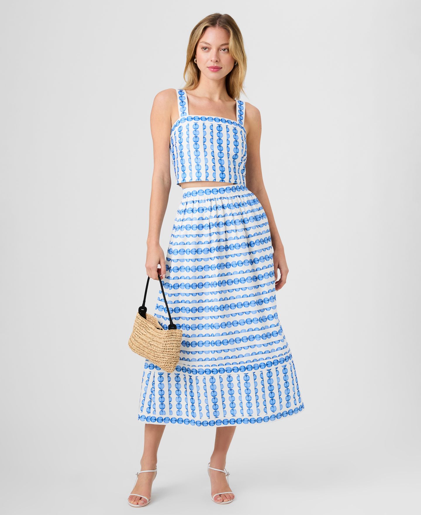 Женская юбка French Connection Structured Taffeta Midi, цвет: Насыщенный синий — фото 8
