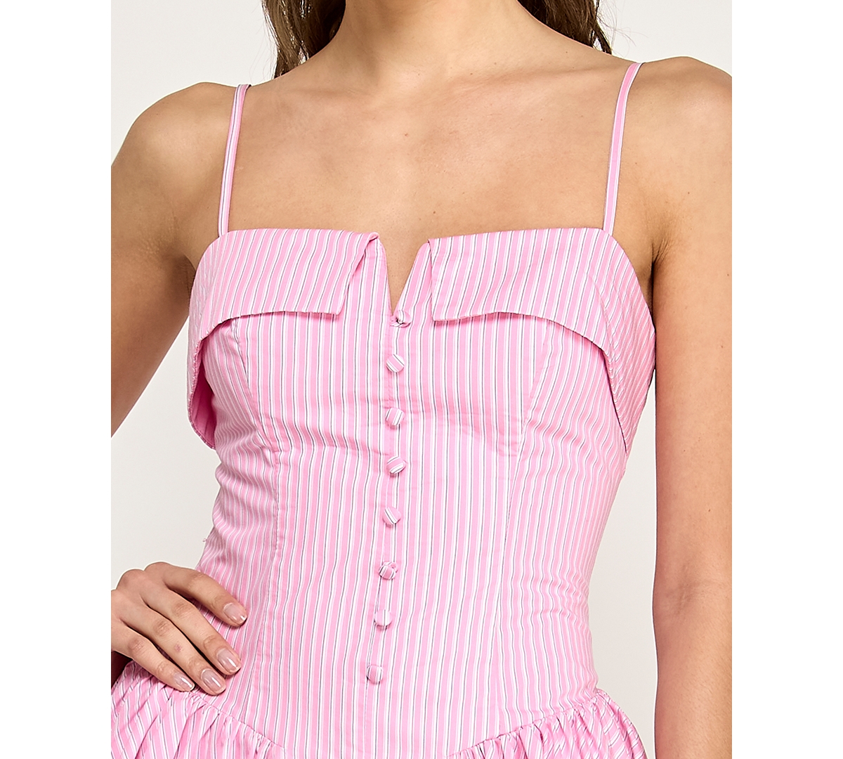 Alex & Sophia Juniors' Sleeveless Button-Front Stripe Dress