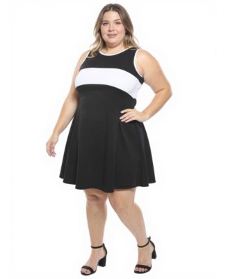 Plus Size Round Neck Soft Flare A-Line Dress