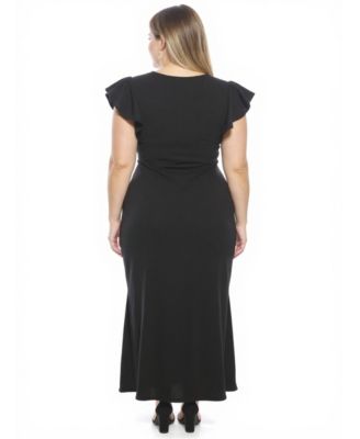 Plus Size Tulip Hem Faux Wrap Maxi Dress