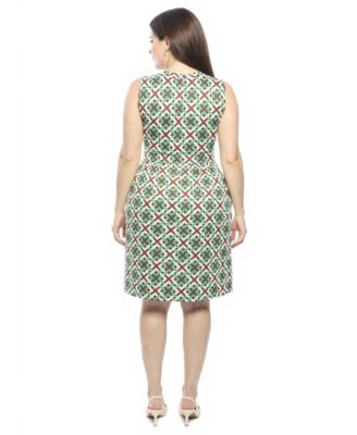 Plus Size Geometric Sleeveless Fit and Flare Dress