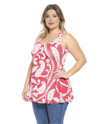 Plus Size Paisley Scoop Neck Tunic Tank Top