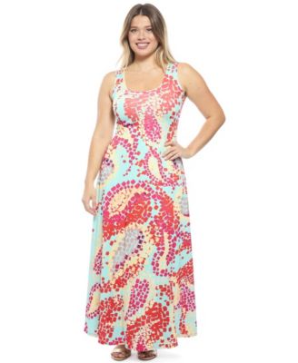 Plus Size Abstract Scoop Neck Maxi Dress