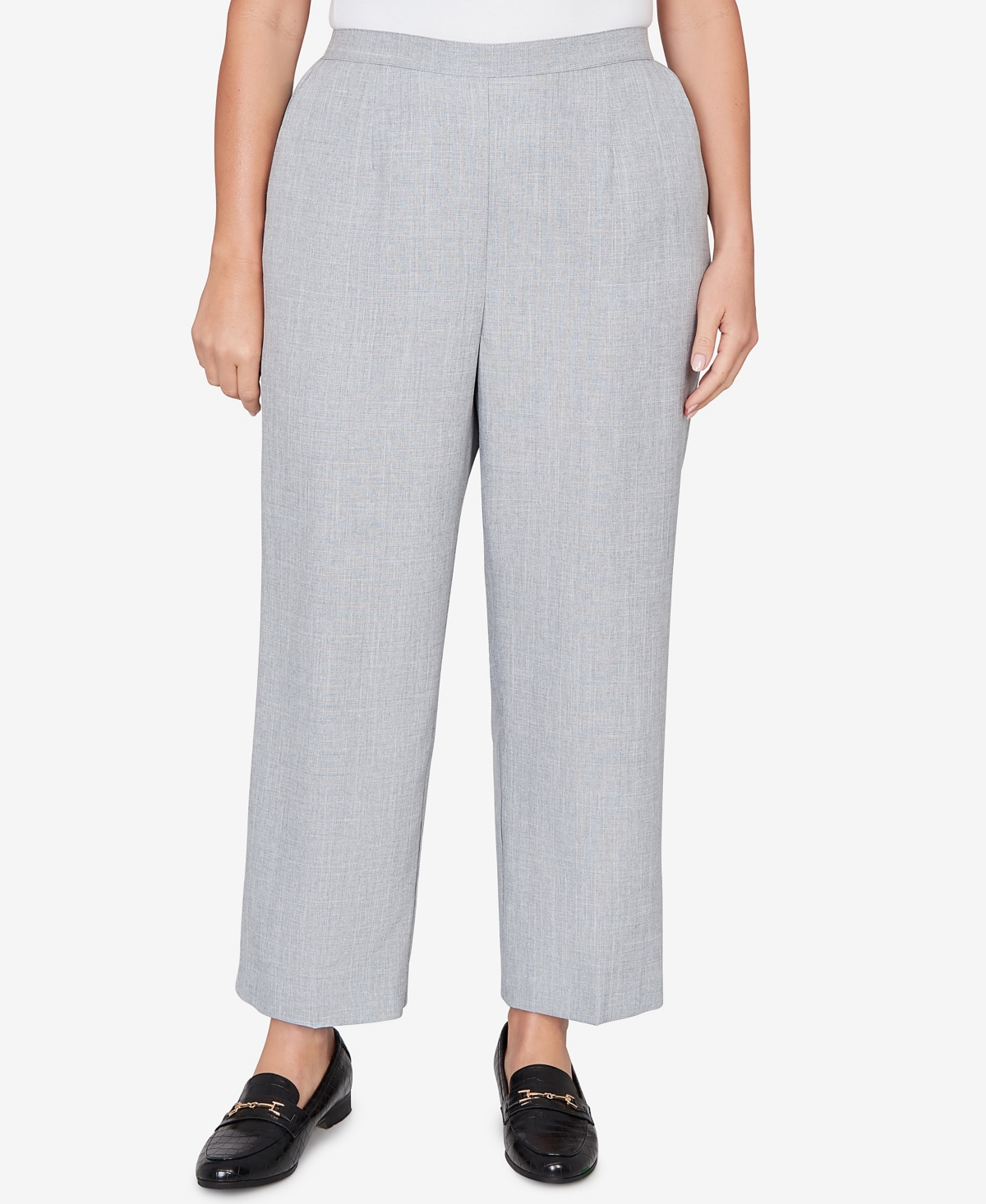 Alfred Dunner Plus Size Al Fresco Tailored Flat Front Short Length Pants - Mother of Pearl
