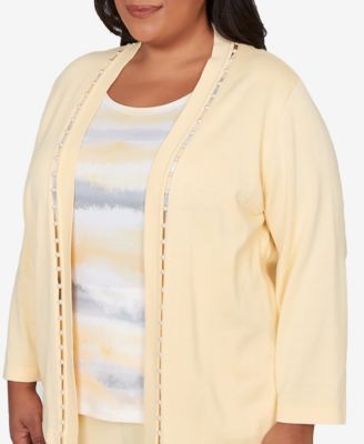 Plus Size Al Fresco Mother of Pearl Stripe Two In One Sweater