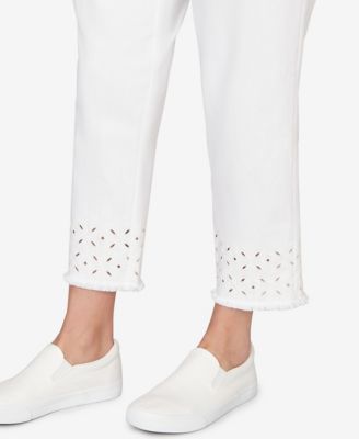 Plus Size Mykonos Geometric Embroidered Super Stretch Denim Ankle Pants